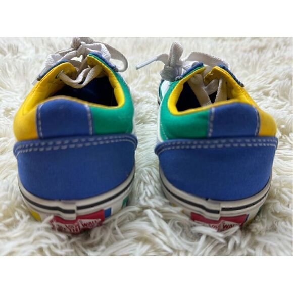 Boys Blue, Green & Yellow Checkered Vans Size 2 - Picture 7 of 9